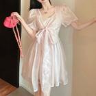 Puff-sleeve Bow Accent A-line Dress (various Designs)