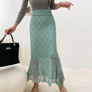 Pointelle-knit Maxi Mermaid Skirt