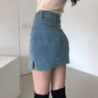 Corduroy Fitted Midi Skirt