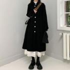 Single Breasted Long Coat Coat - Black - One Size