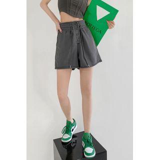 Drawcord Ultra High-waist Cotton Shorts