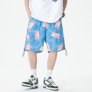 Lettering Print Loose Fit Shorts
