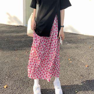 Floral A-line Skirt Rose Pink Floral - Light Pink - One Size