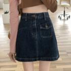 High-waist Asymmetrical Denim Mini Skirt