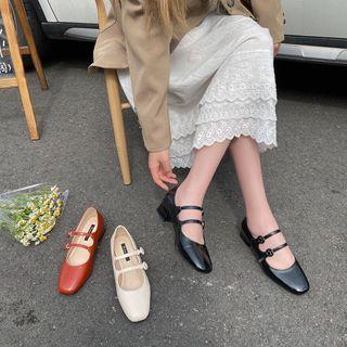 Block Heel Double-strap Mary Jane Shoes