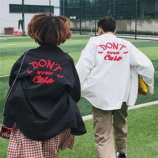 Embroidered Lettering Loose-fit Blouse