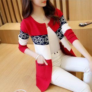 Patterned Two-tone Cardigan