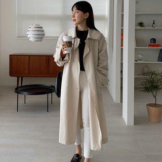 Flap Cotton Trench Coat