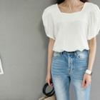 Squared-neck Puff-sleeve Top