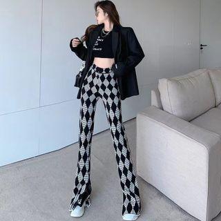 Argyle High Waist Bootcut Pants