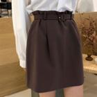 Pleated A-line Miniskirt With Belt