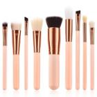 Set Of 9: Makeup Brush With Wooden Handle