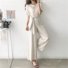 Knot-front Linen Blend Jumpsuit