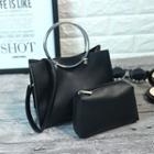 Faux-leather Ring Handle Handbag