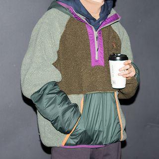 Color-block Fleece Panel Jacket