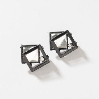 Square Faux Crystal Alloy Earring 1 Pair - Black - One Size