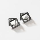 Square Faux Crystal Alloy Earring 1 Pair - Black - One Size