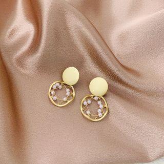 Geometric Beaded Disc Stud Earrings As Shown In Figure - One Size