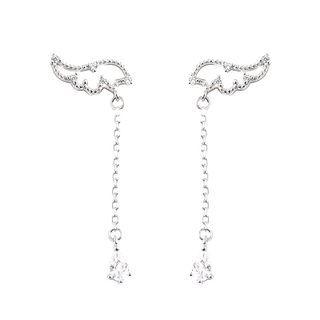 Wings Chained Alloy Dangle Earring 1 Pair - Silver - One Size
