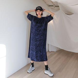 Round-neck Velvet Long Dress