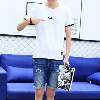Short-sleeve Contrst Trim T-shirt