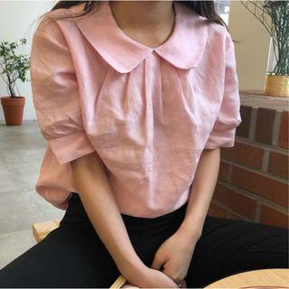 Peter-pan-collar Short-sleeve Blouse