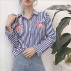 Striped Embroidered Shirt Stripes - Blue - One Size