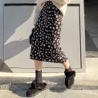 Leopard Long H-line Knit Skirt