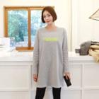 Brushed Fleece Letter Print Long T-shirt