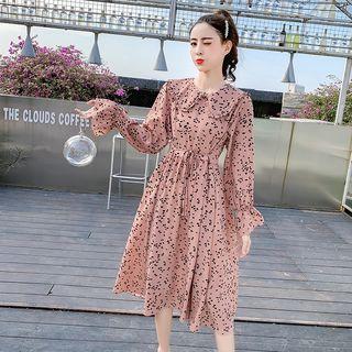 Heart Print Long-sleeve A-line Dress