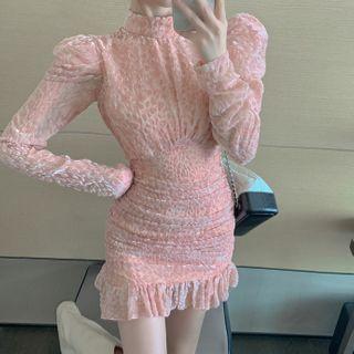 Cutout-back Ruffle Hem Mini Bodycon Dress