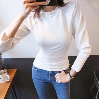 Padded-shoulder Raglan-sleeve T-shirt