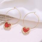 Alloy Hoop Transparent Heart Dangle Earring 1 Pair - As Shown In Figure - One Size