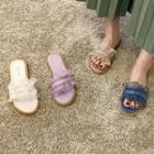 Ruffle Trim Flat Slide Sandals