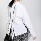 Contrast Trim Tie-back Blouse