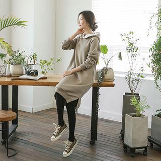 Sherpa-fleece Hooded Midi Dress