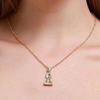 Rhinestone Buddha Pendant Necklace 8996 - 01 - Gold - One Size