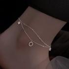 Rhinestone Layered Sterling Silver Anklet Silver - One Size