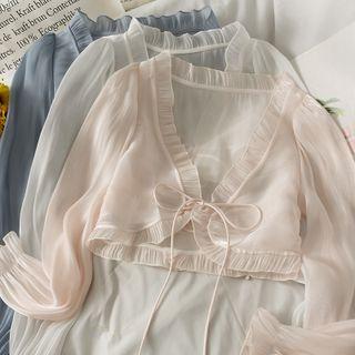 Tie-front Ruffled Light Shawl