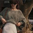 Puff-sleeve Cable Knit Cropped Sweater