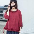 Check Frilled Loose-fit Blouse