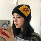 Flower Patched Knit Beanie