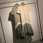 Short-sleeve Ruffled Hem Midi Dress