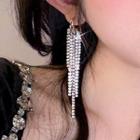 Rhinestone Alloy Fringed Earring 1 Pair - A3553 - Silver - One Size