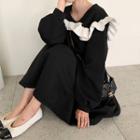 Contrast Ruffled-collar Maxi Dress Black - One Size