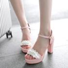 Faux-pearl Platform Heel Sandals