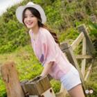 Short Sleeve Round Neck Pleated Blouse