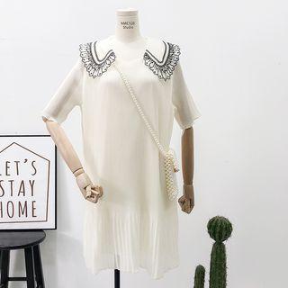 Lace Peter Pan-collar Plain Dress