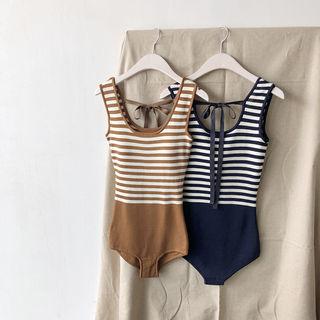 Tie-back Striped Swimsuit