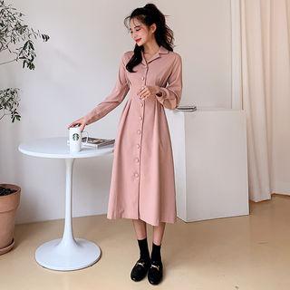 Pintuck-waist Tie-waist Dress